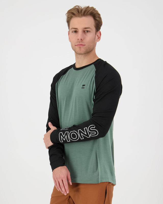 Mons Royale | Tarn Merino Long Sleeve - Cypress / Black / Thyme | Men's Bike Jersey - Bei 2-Cycle GmbH Freiburg entdecken!